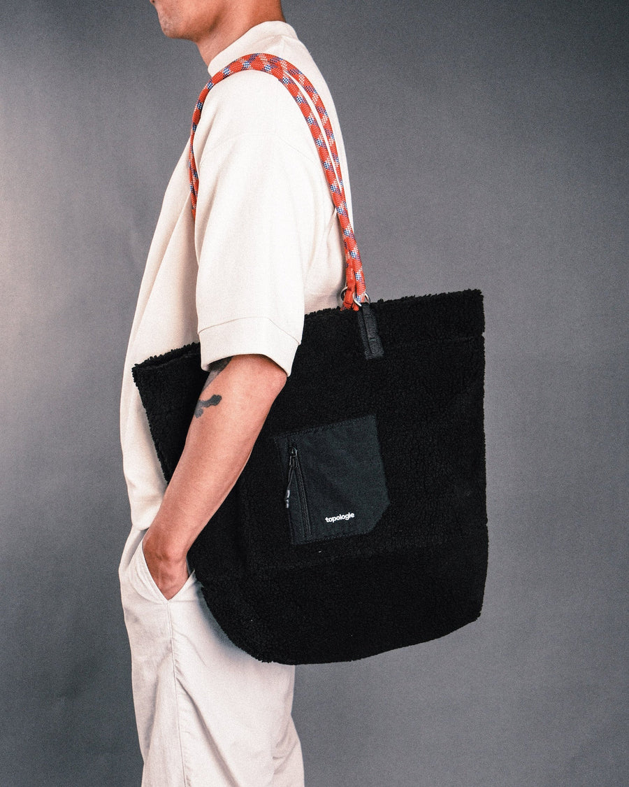 Loop Tote / Fleece / Black  / 10mm Orange Patterned