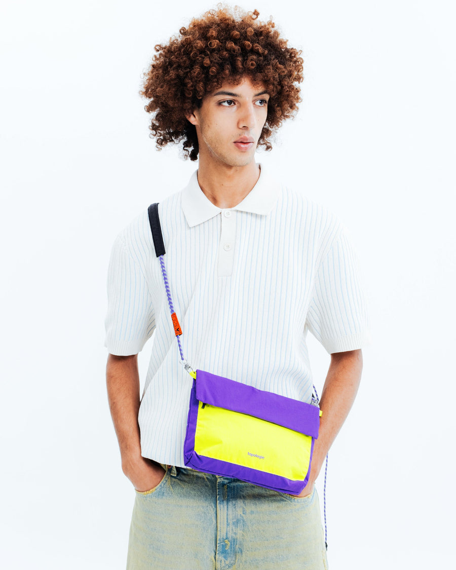 Musette Medium / Electric Purple / Neon Yellow (Papery) / Bungee Wrist Strap / Moss