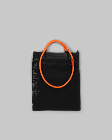 Utility Vertical Tote / Black / 10mm Rope Loop Neon Orange