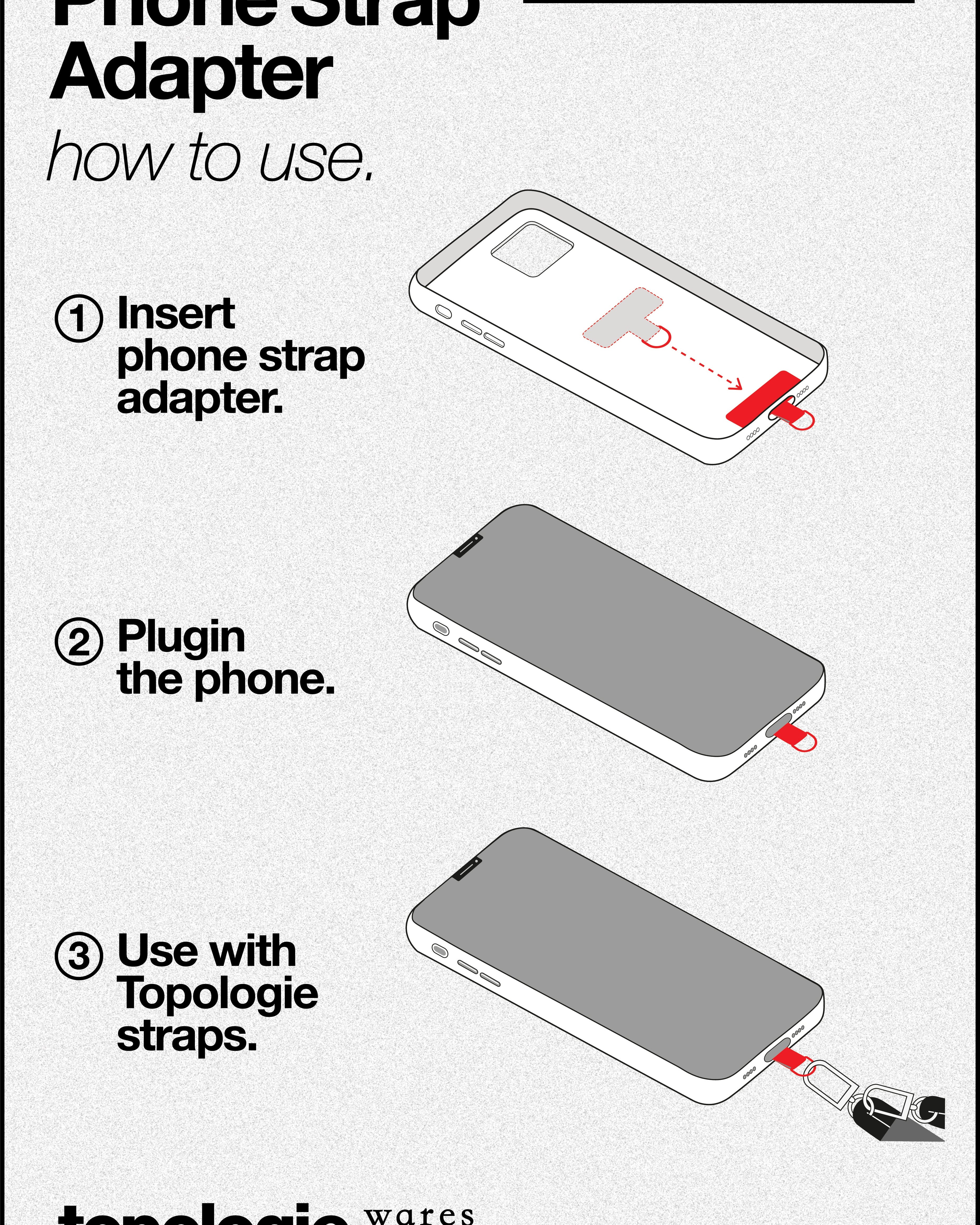 10mm Rope / White Patterned + Phone Strap Adapter