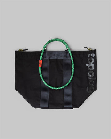 Summit Tote Medium / Black / Olive (Tech Sateen) / 10mm Rope Loop / Green Patterned